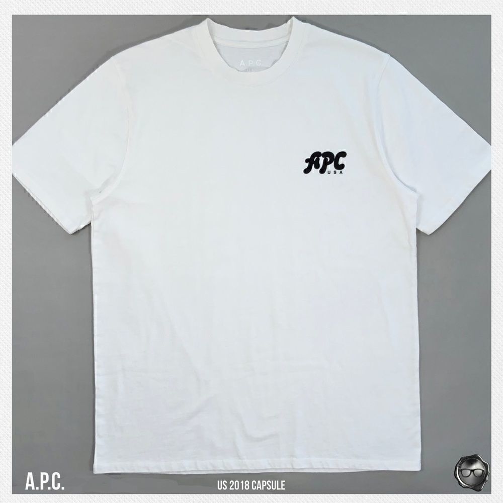 A.P.C. MICHAEL COTTON T-SHIRT IN WHITE / BLACK LOGO 2018 U.S. SEASONAL CAPSULE